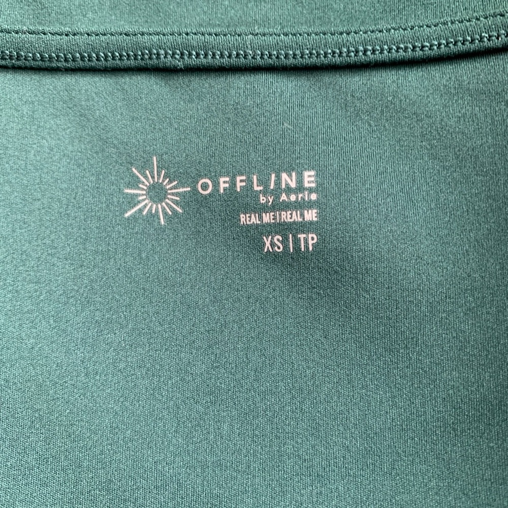 Offline by Aerie Real Me green scoop neck size XS long sleeve cropped shirt - Picture 3 of 4
